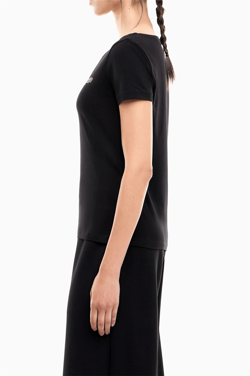 EA7 Kadın Bisiklet Yaka T-Shirt Siyah