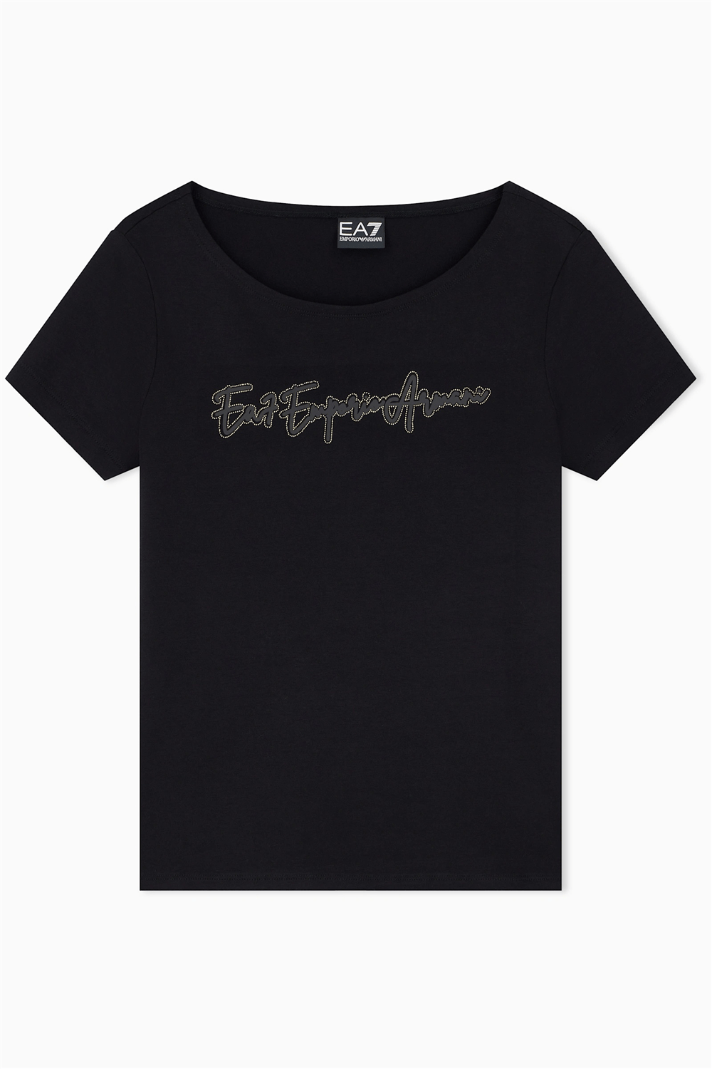 EA7 Kadın Bisiklet Yaka T-Shirt Siyah