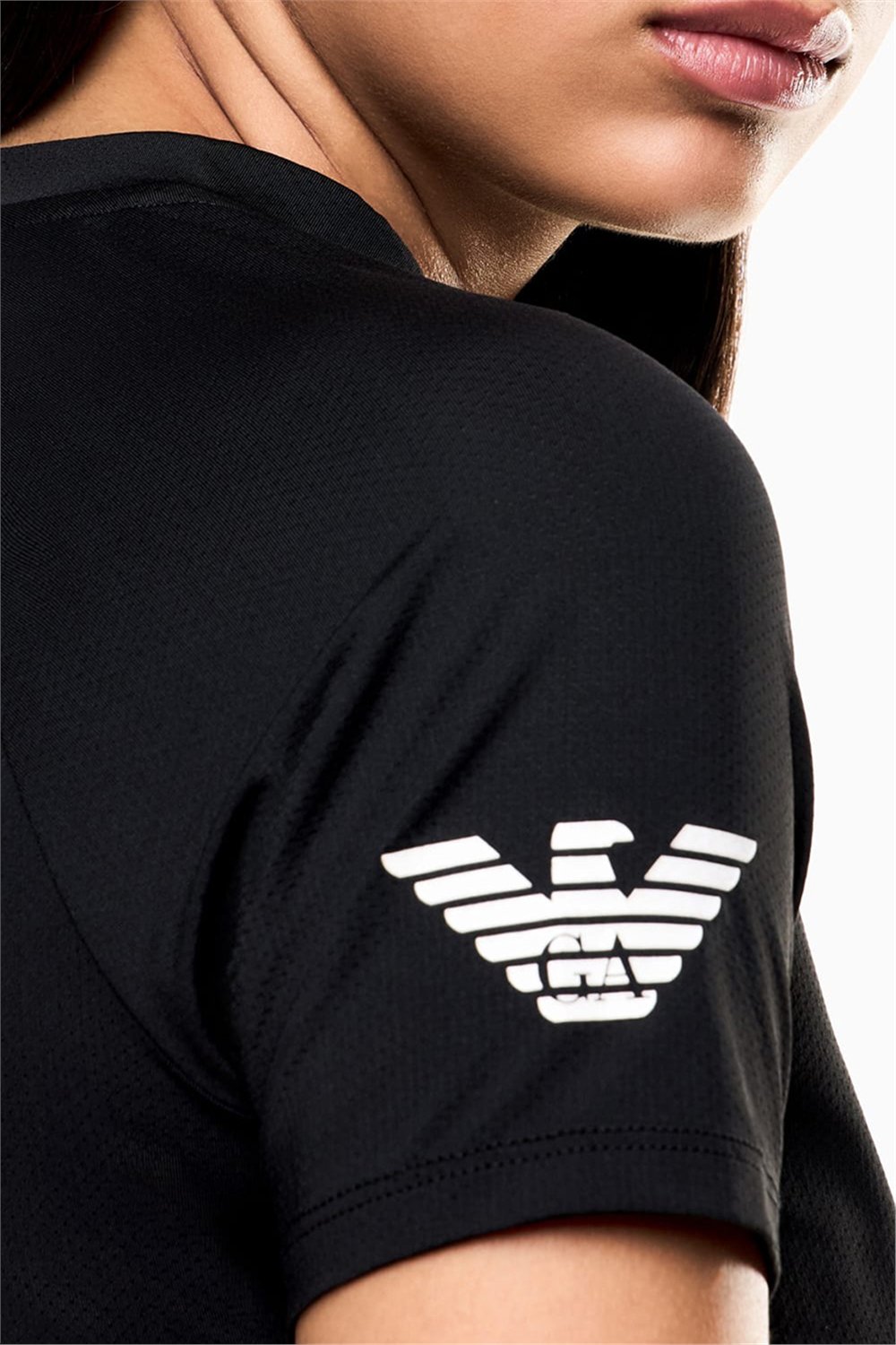 EA7 Kadın Bisiklet Yaka T-Shirt Siyah