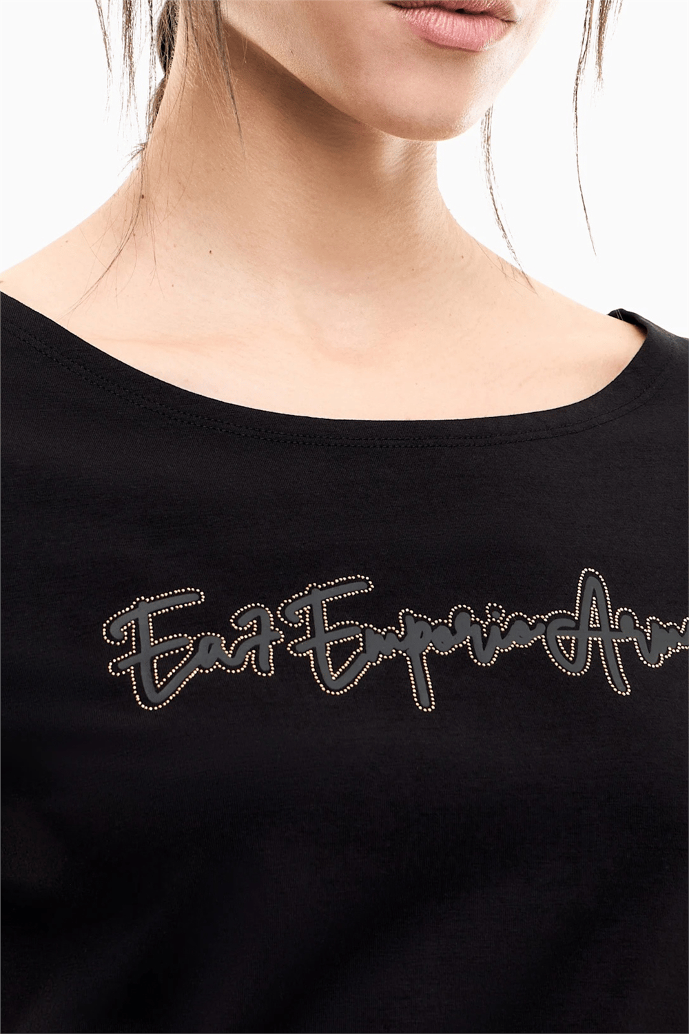 EA7 Kadın Bisiklet Yaka T-Shirt Siyah