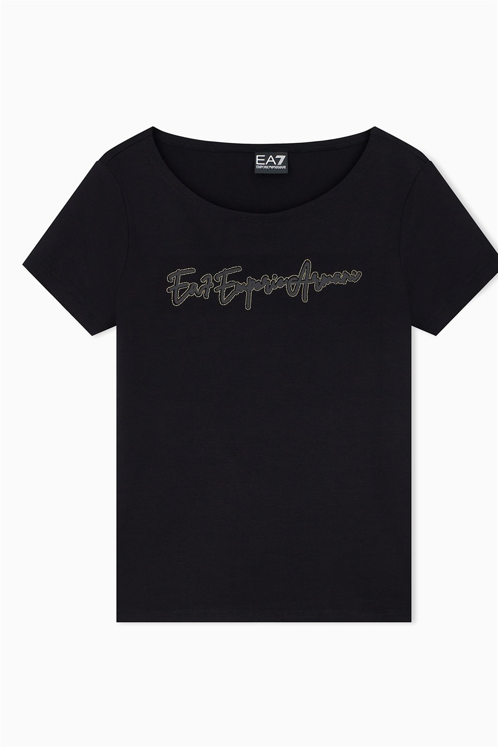 EA7 Kadın Bisiklet Yaka T-Shirt Siyah