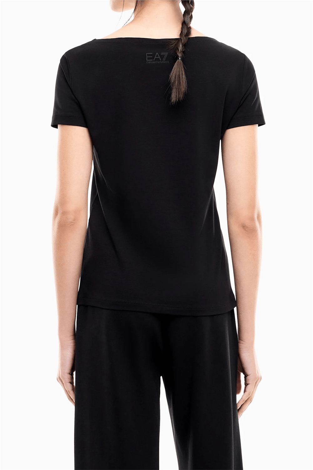 EA7 Kadın Bisiklet Yaka T-Shirt Siyah