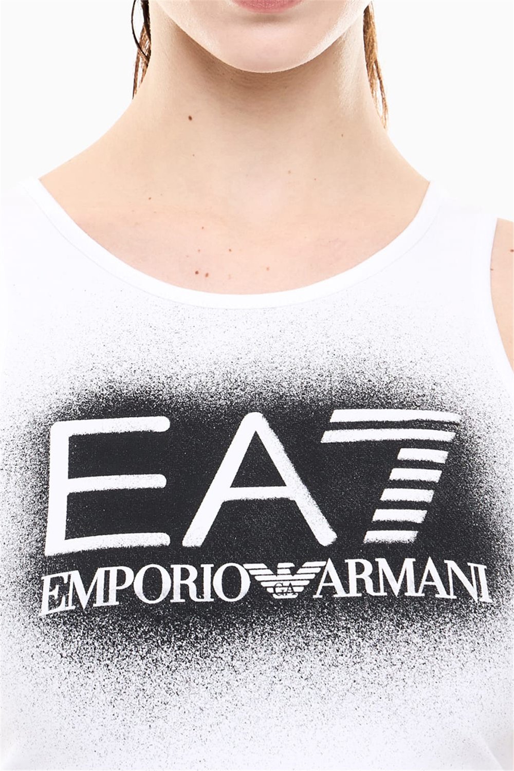 EA7 Kadın Kolsuz T-Shirt Beyaz