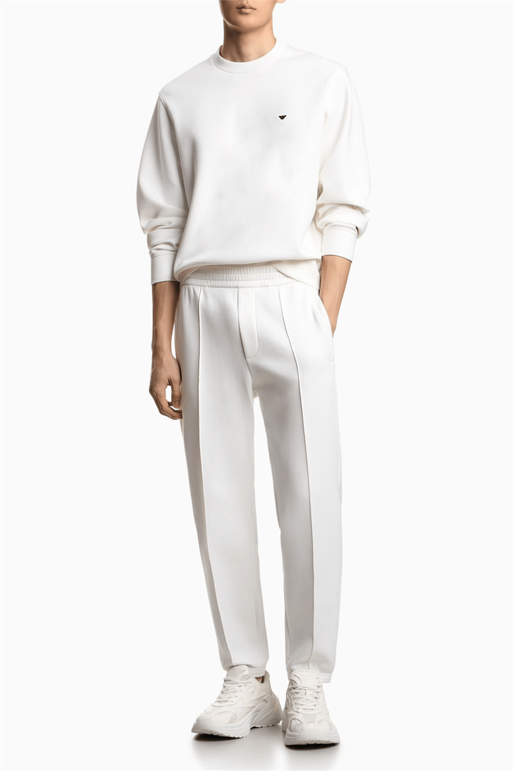 Emporio Armani Erkek Bisiklet Yaka Sweatshirt Beyaz