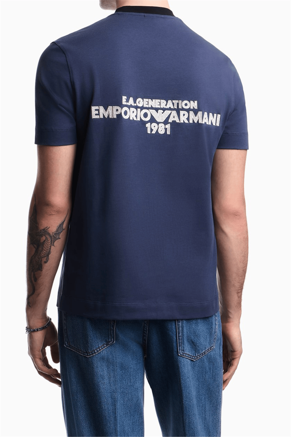 Emporio Armani Erkek Bisiklet Yaka T-Shirt Mavi