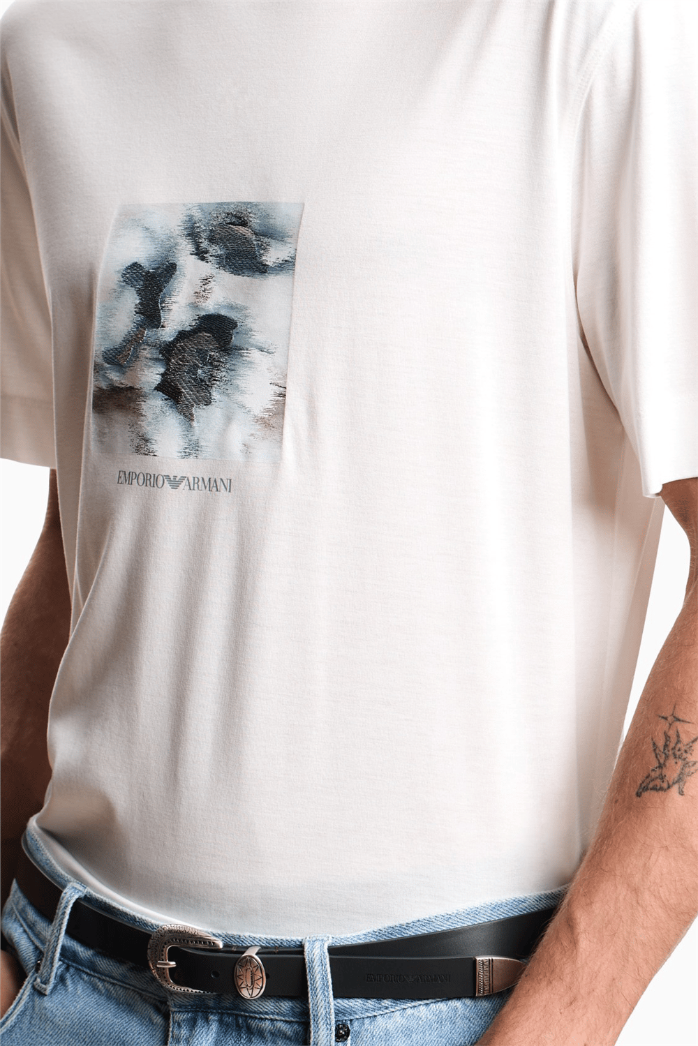 Emporio Armani Erkek Bisiklet Yaka T-Shirt Beyaz