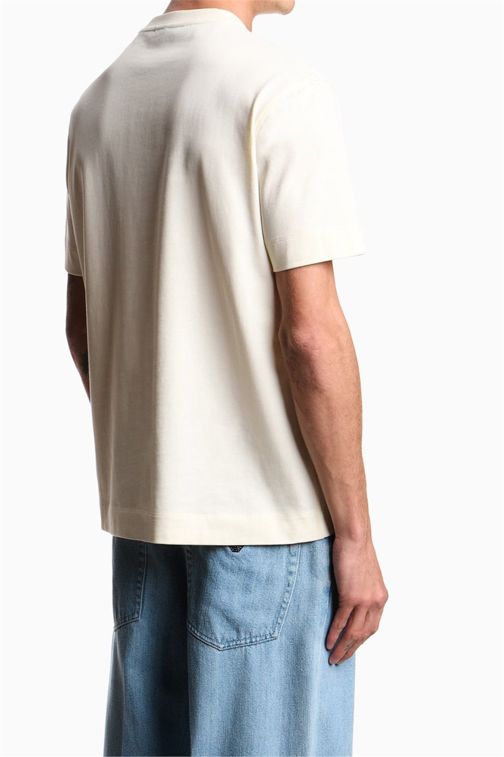 Emporio Armani Erkek Bisiklet Yaka T-Shirt Krem
