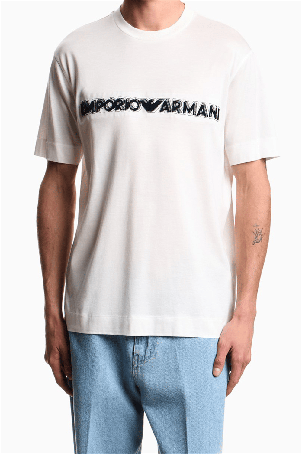 Emporio Armani Erkek Bisiklet Yaka T-Shirt Beyaz