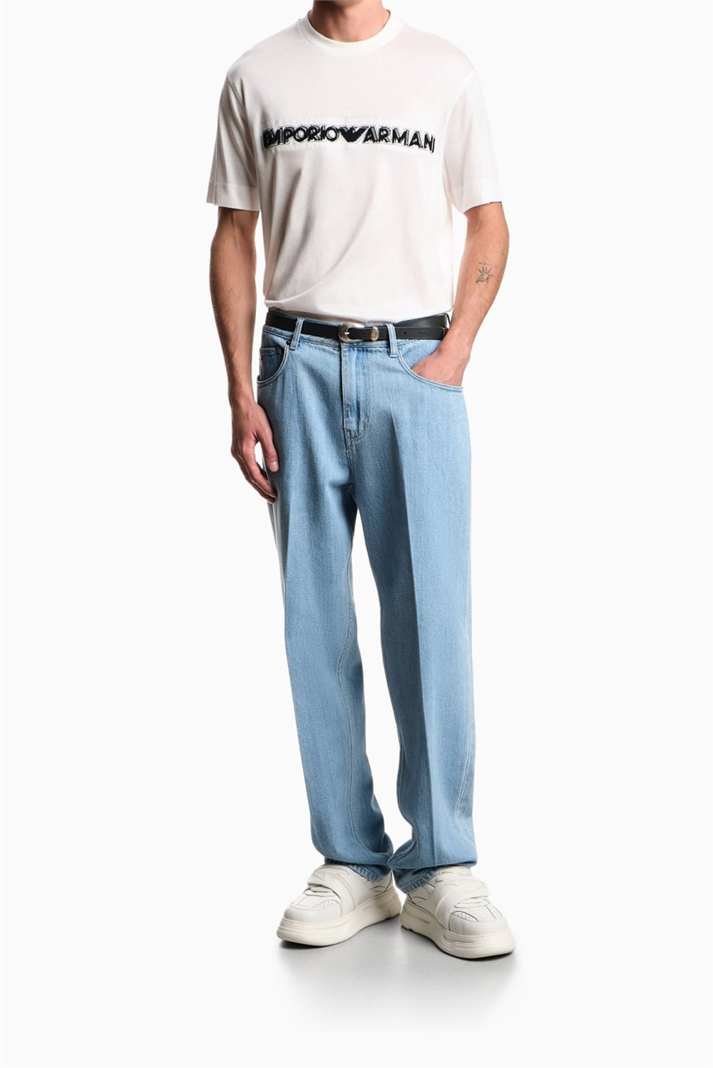 Emporio Armani Erkek Bisiklet Yaka T-Shirt Beyaz