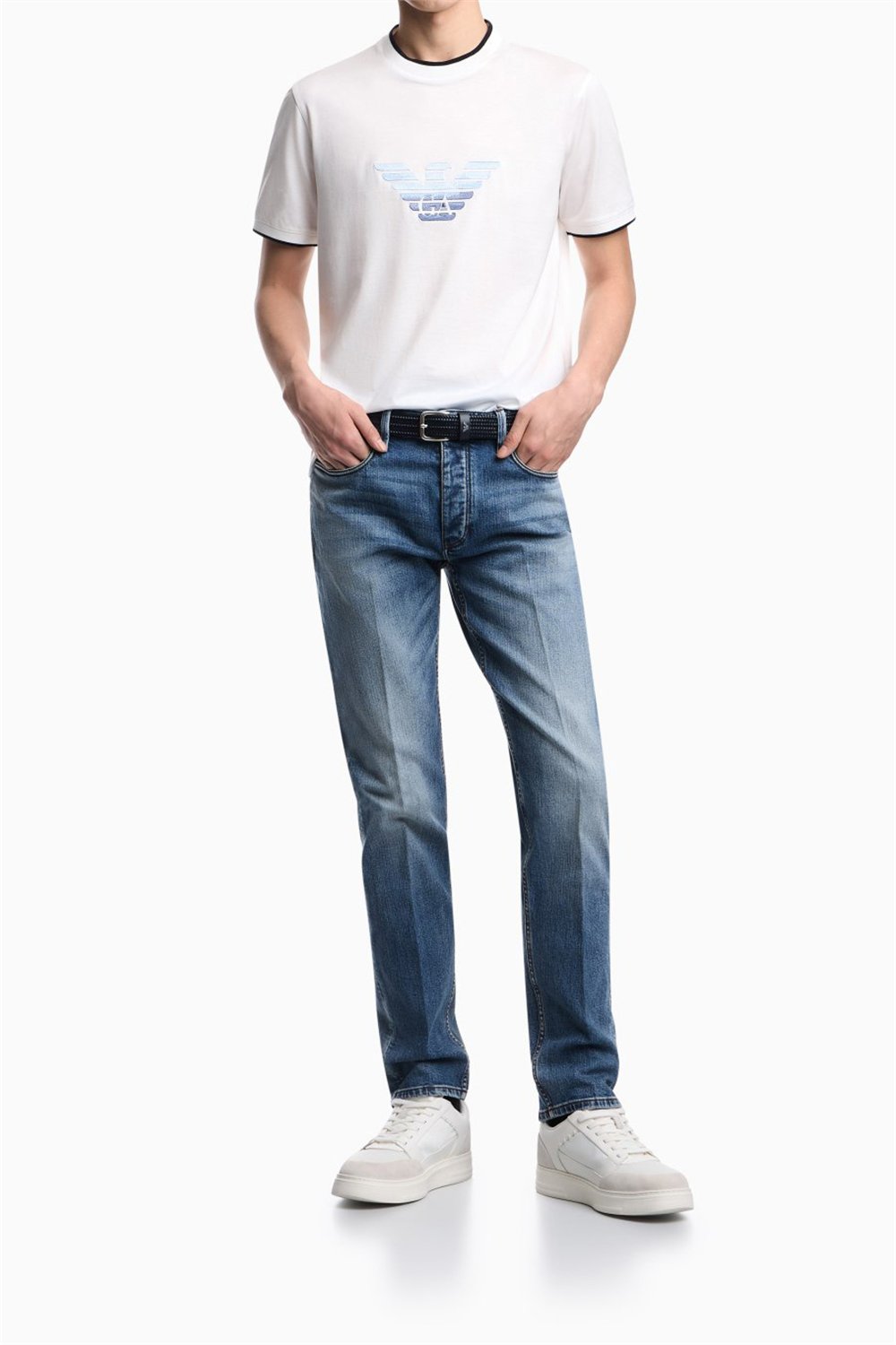 Emporio Armani Erkek Bisiklet Yaka T-Shirt Beyaz