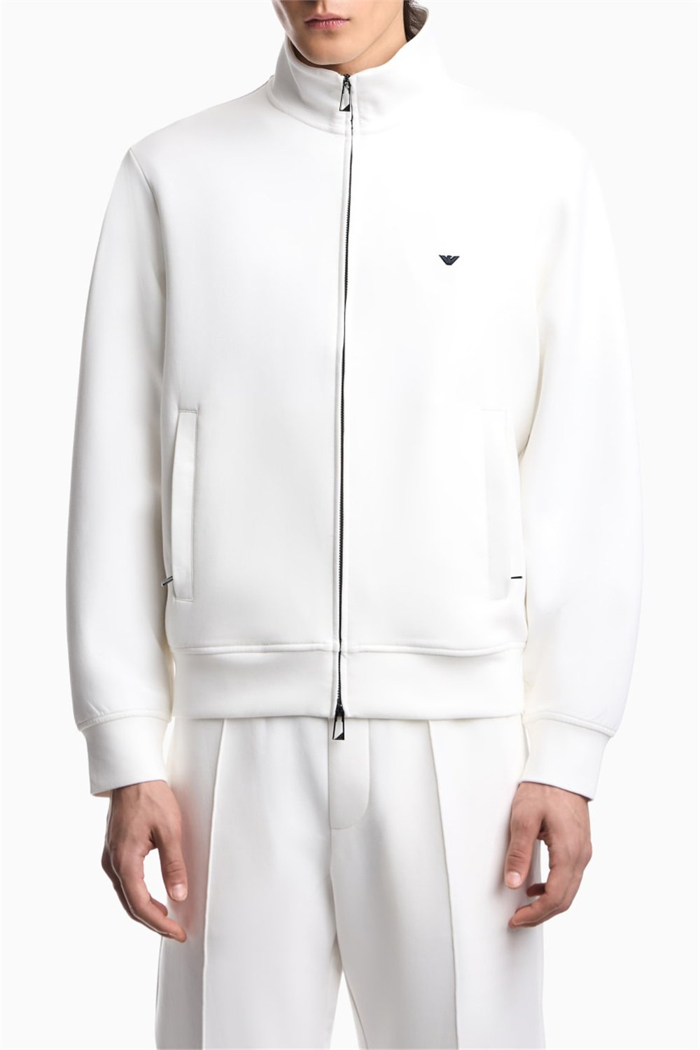 Emporio Armani Erkek Fermuarlı Sweatshirt Beyaz