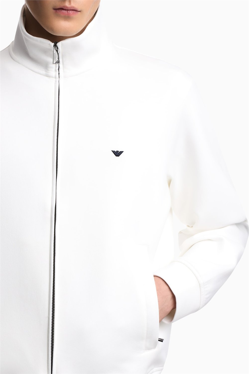 Emporio Armani Erkek Fermuarlı Sweatshirt Beyaz