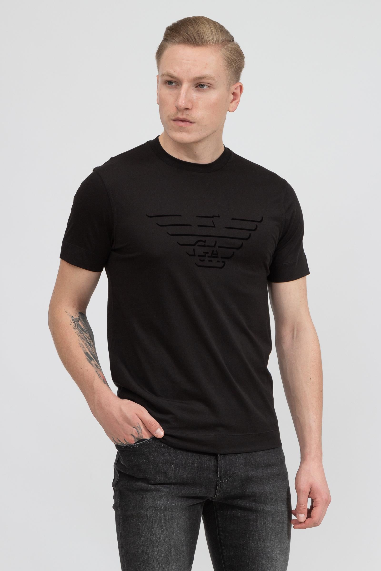 Emporio Armani GA Eagle Logo Pamuklu Kısa Kollu Erkek T-Shirt