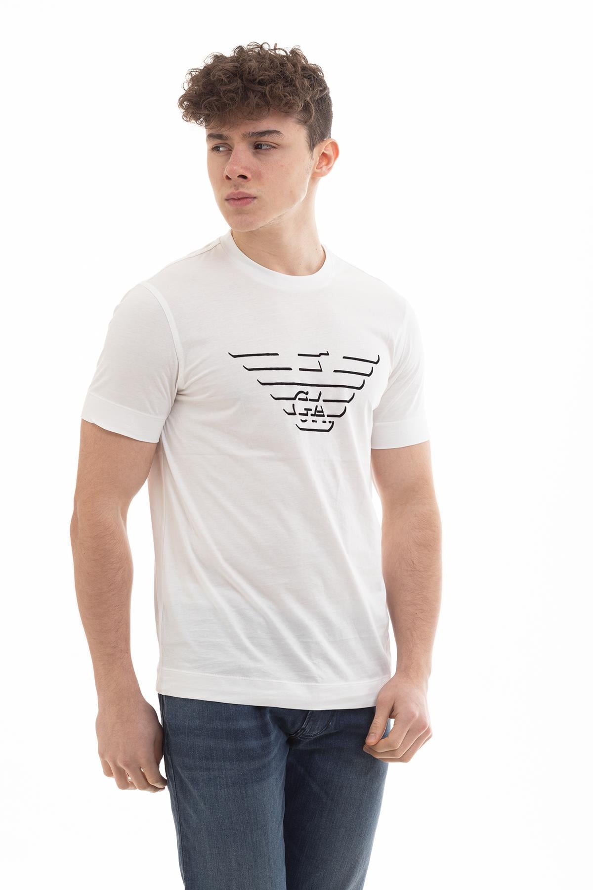 Emporio Armani GA Eagle Logo Pamuklu Kısa Kollu Erkek T-Shirt