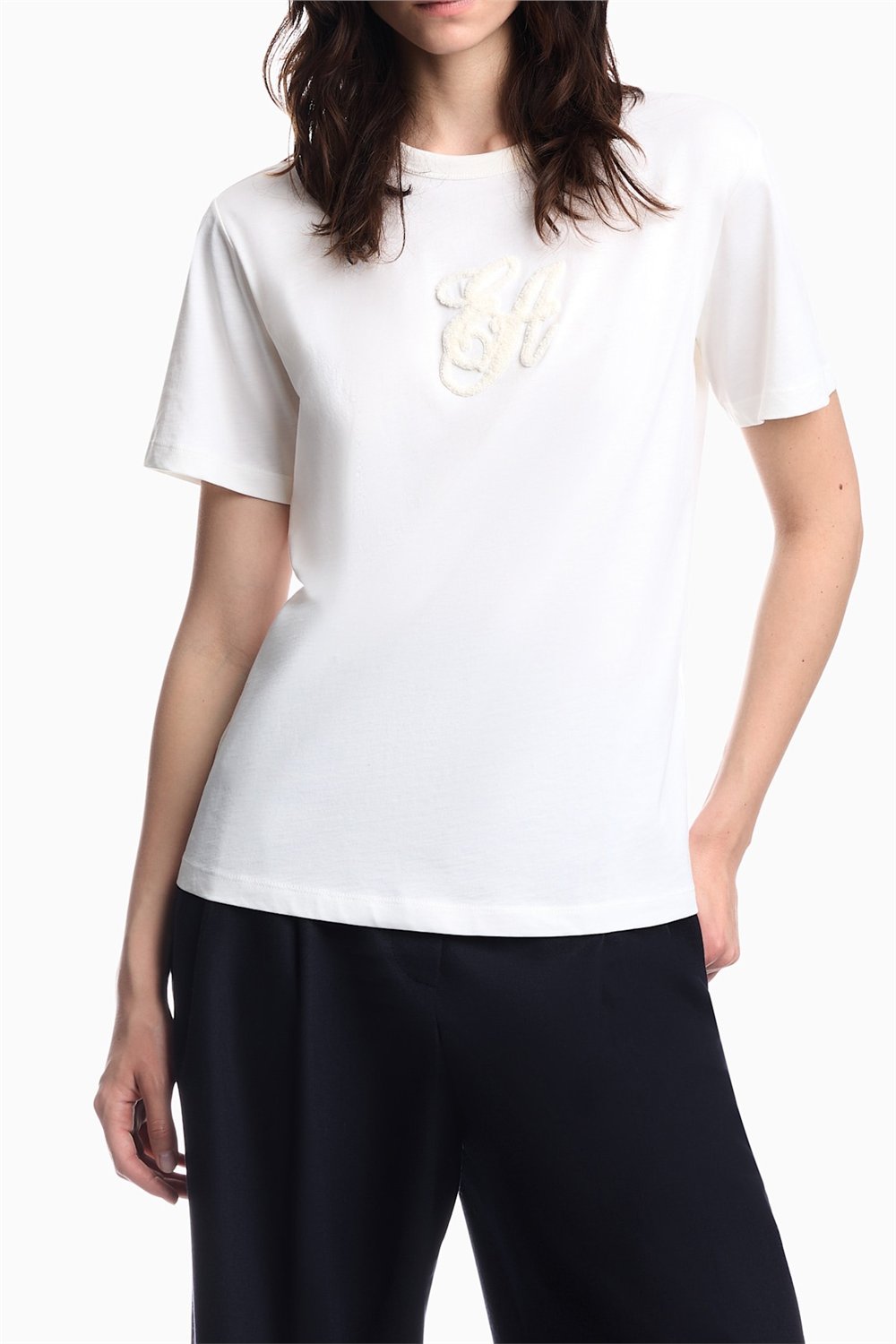 Emporio Armani Kadın Bisiklet Yaka T-Shirt Beyaz