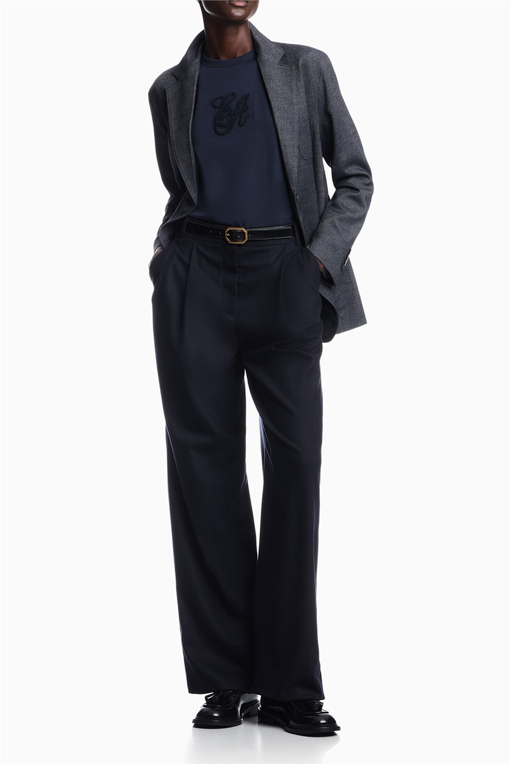Emporio Armani Kadın Bisiklet Yaka T-Shirt Lacivert