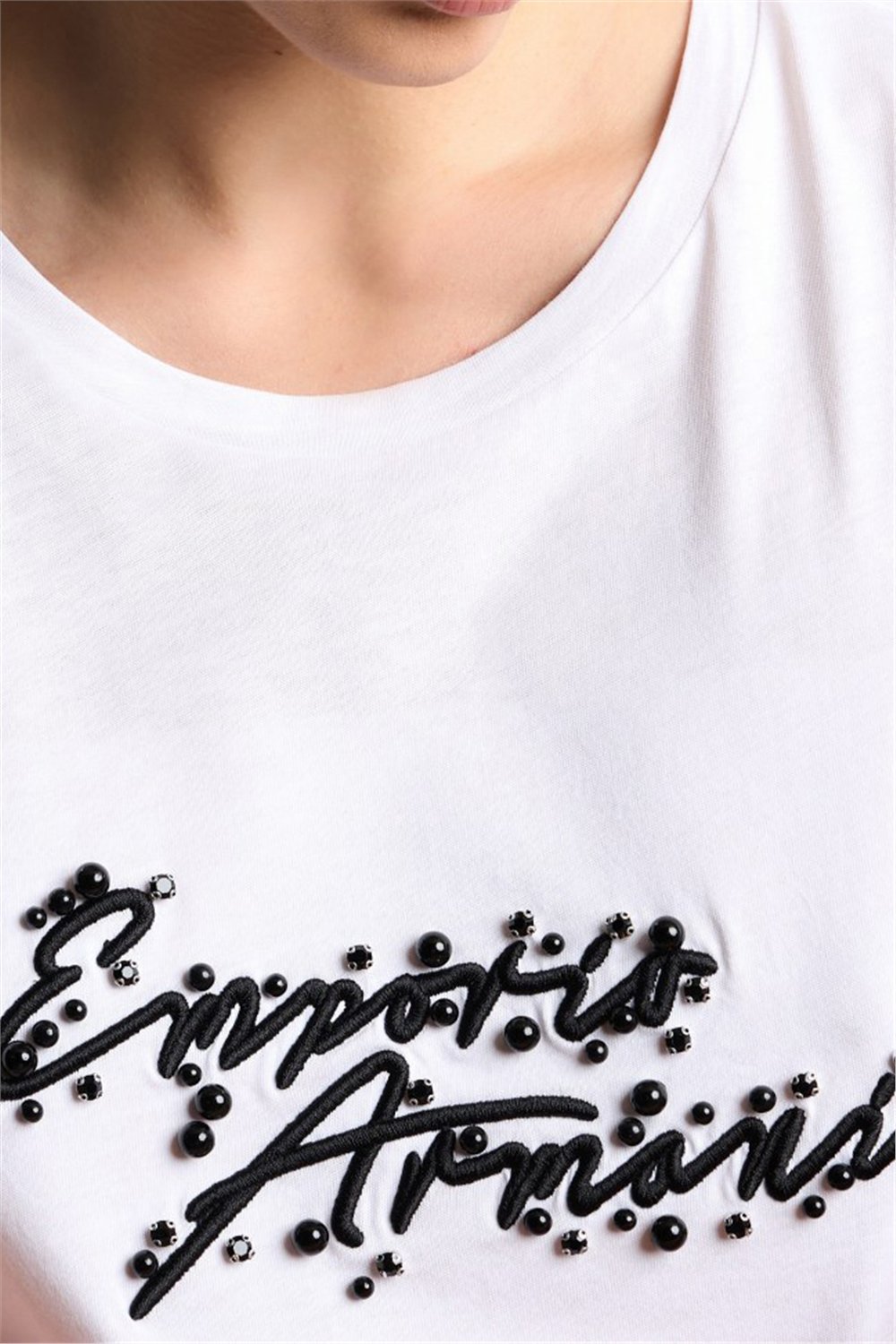 Emporio Armani Kadın Bisiklet Yaka T-Shirt Beyaz