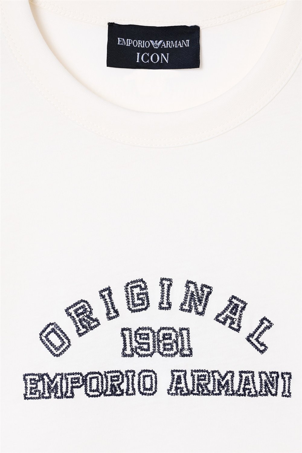 Emporio Armani Kadın Bisiklet Yaka T-Shirt Krem