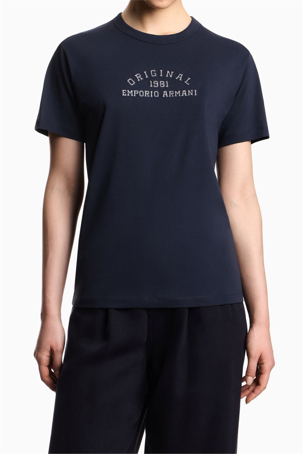 Emporio Armani Kadın Bisiklet Yaka T-Shirt Lacivert