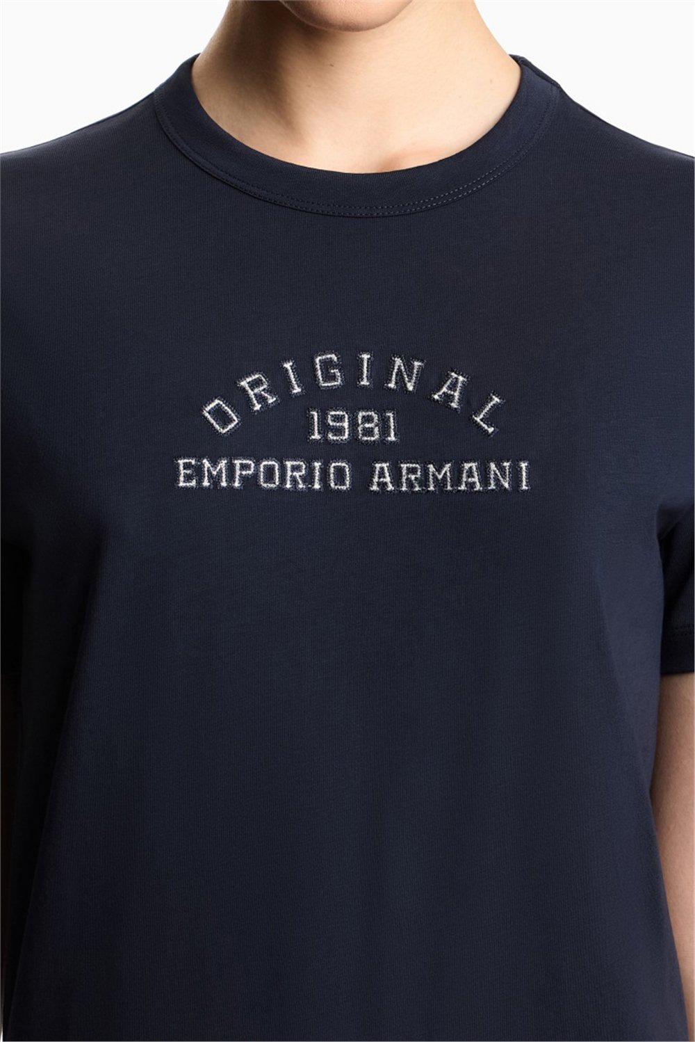 Emporio Armani Kadın Bisiklet Yaka T-Shirt Lacivert