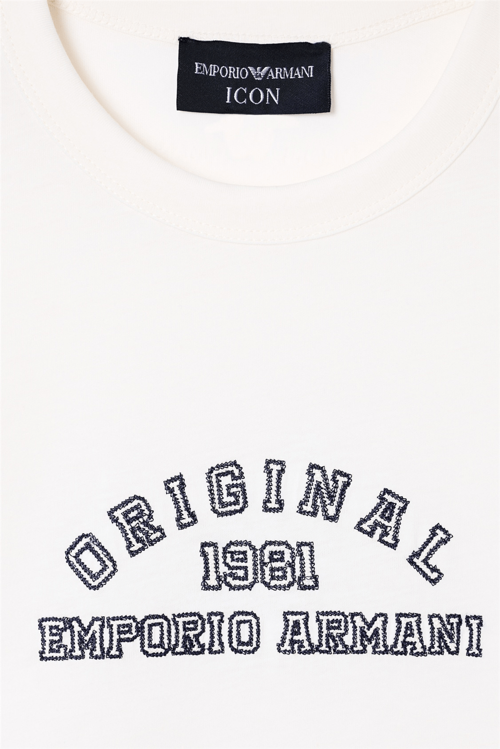 Emporio Armani Kadın Bisiklet Yaka T-Shirt Krem