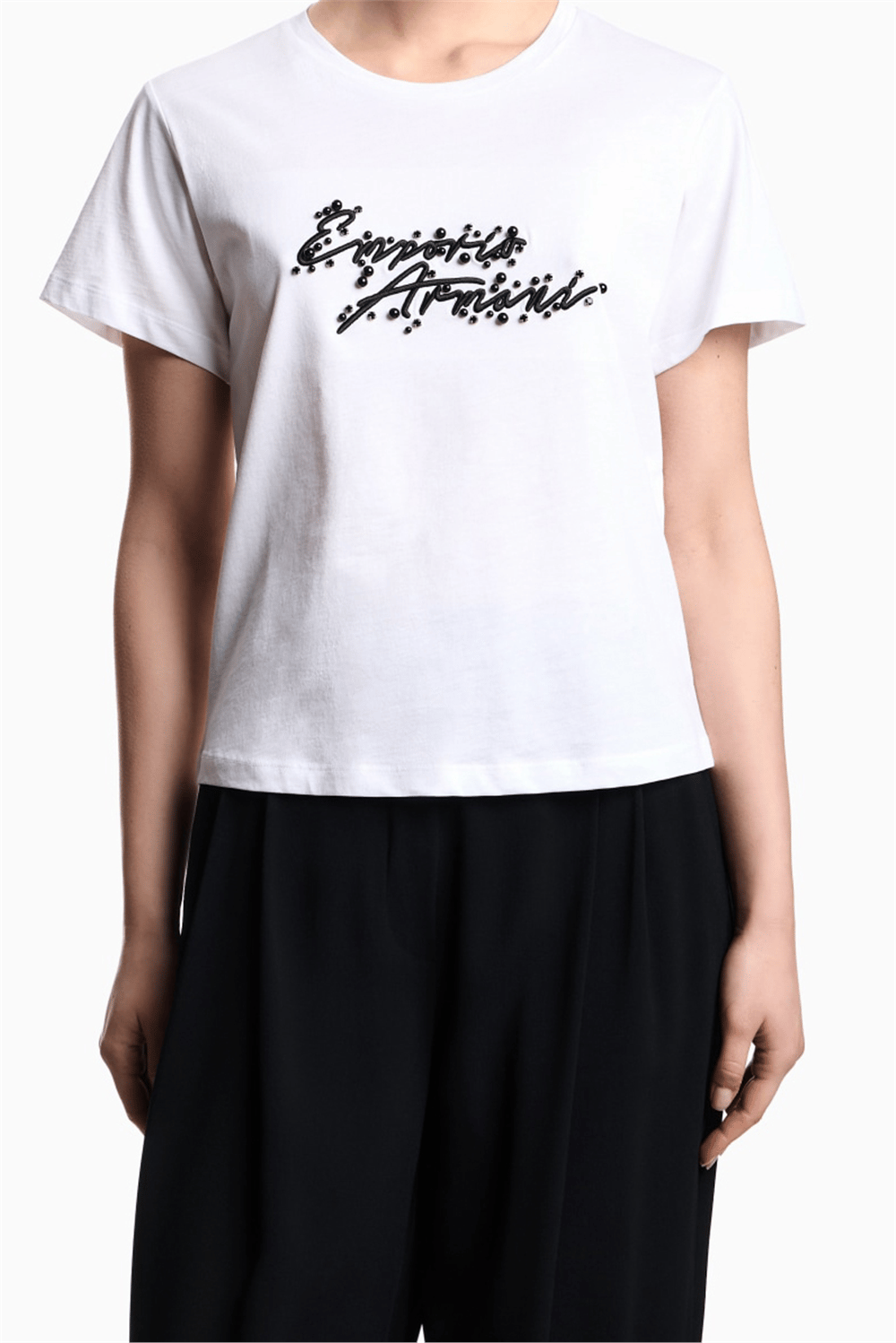Emporio Armani Kadın Bisiklet Yaka T-Shirt Beyaz