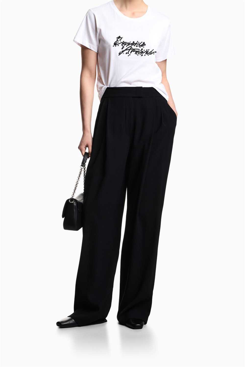 Emporio Armani Kadın Bisiklet Yaka T-Shirt Beyaz