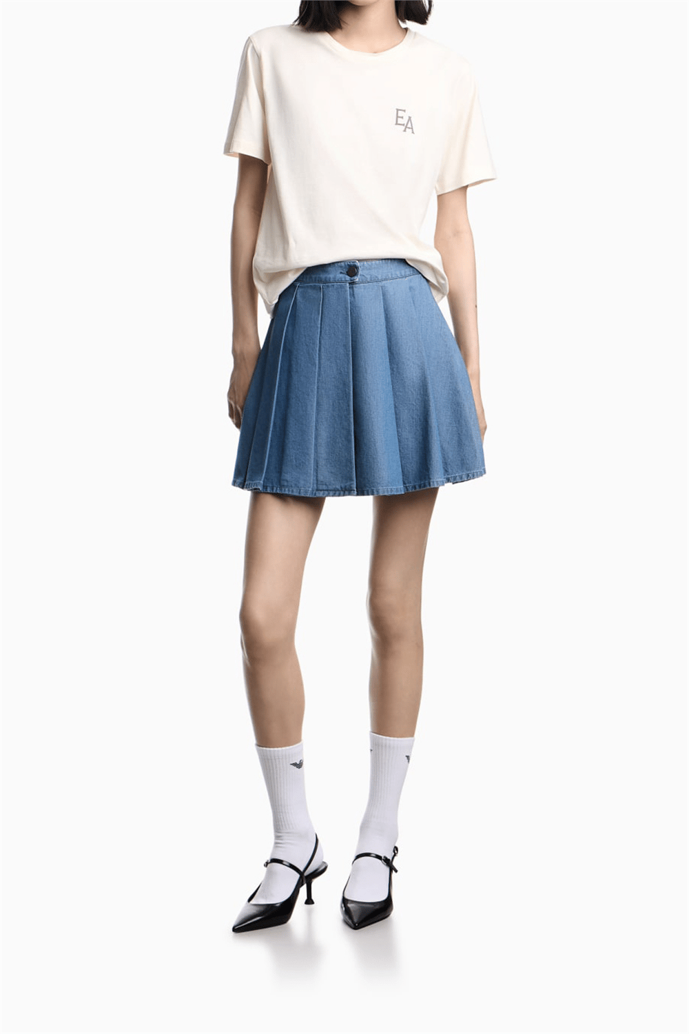 Emporio Armani Kadın Bisiklet Yaka T-Shirt Beyaz