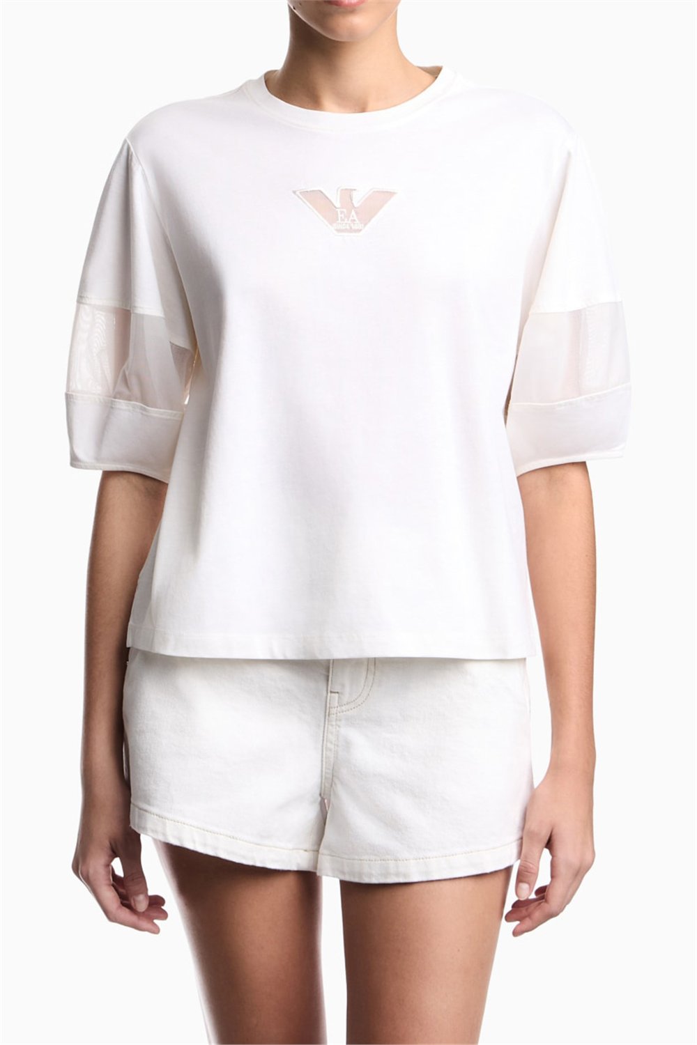 Emporio Armani Kadın Bisiklet Yaka T-Shirt Beyaz