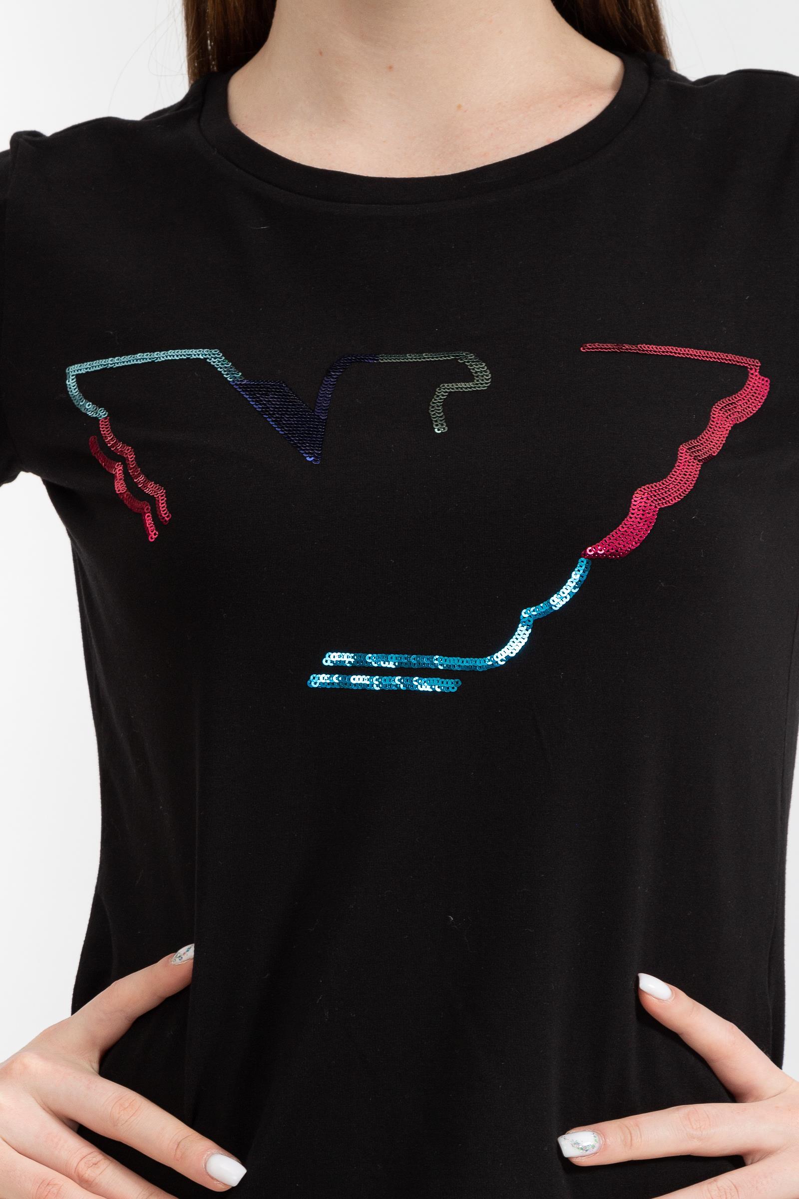 Emporio Armani Kadın Pullu Logo Baskılı T-Shirt