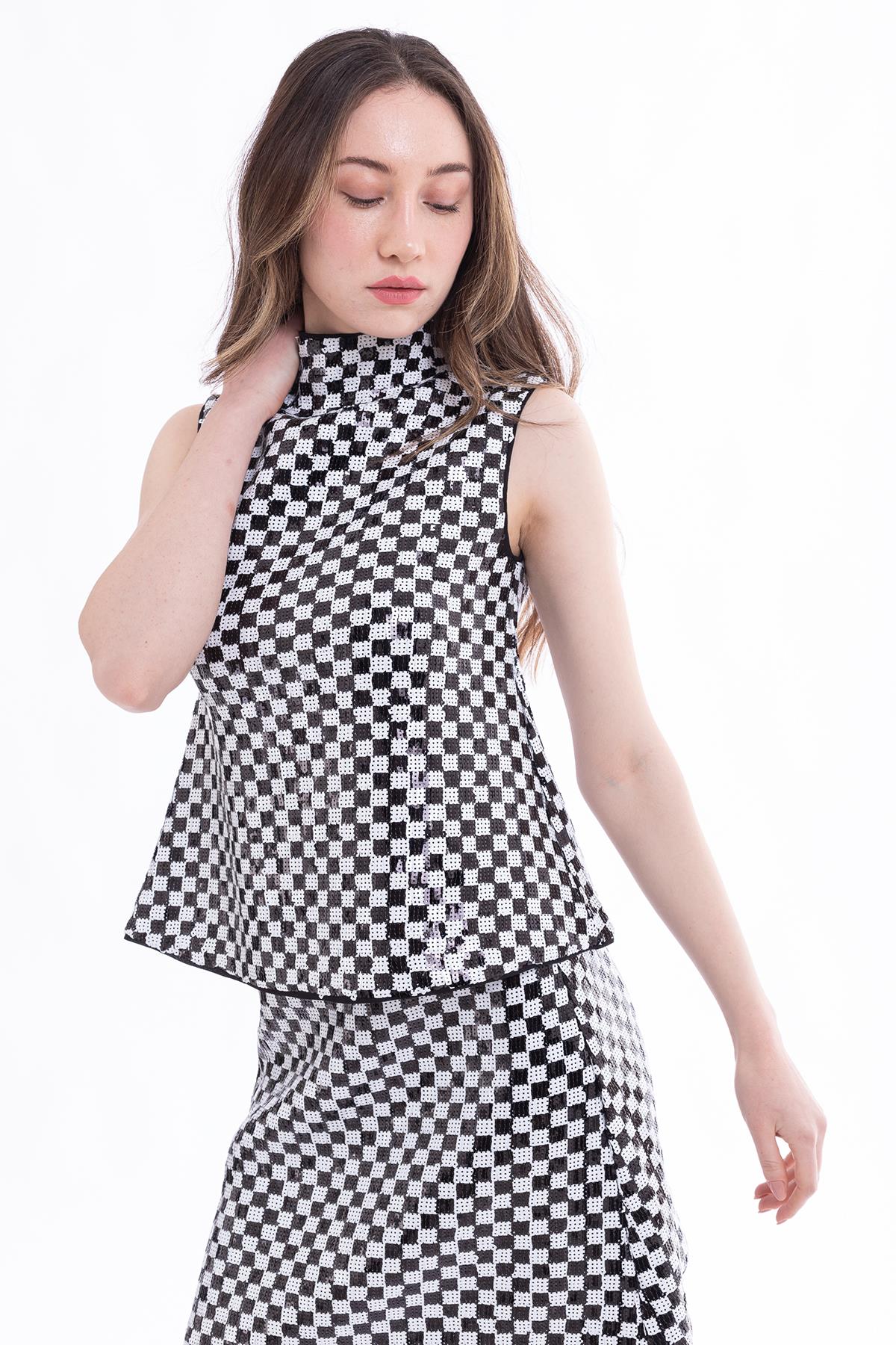 Emporio Armani Payetli Kolsuz Kadın Bluz