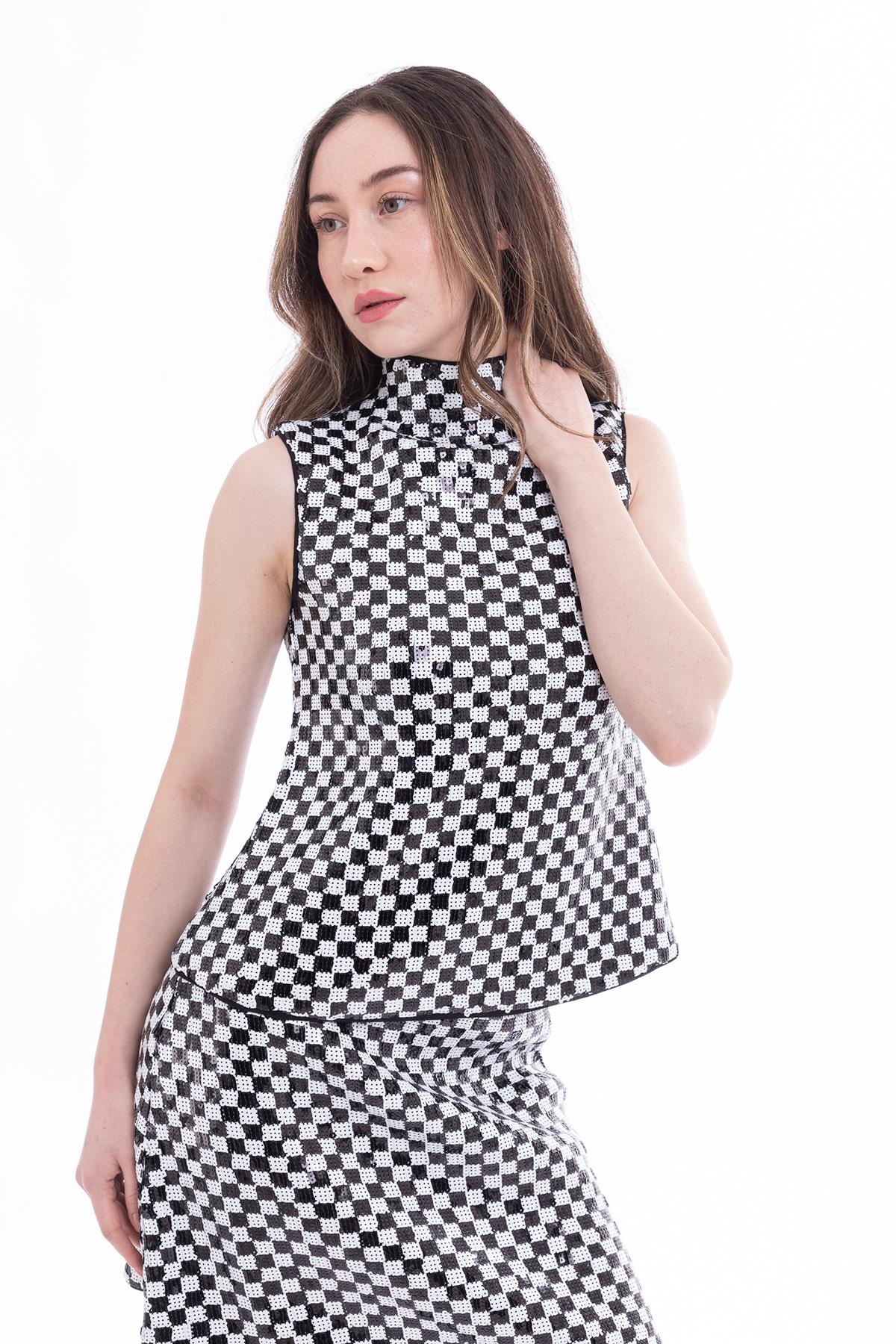 Emporio Armani Payetli Kolsuz Kadın Bluz