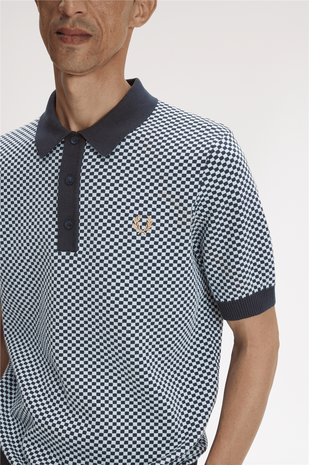 Fred Perry Chequerboard Knitted Shirt Erkek Polo Yaka T-Shirt