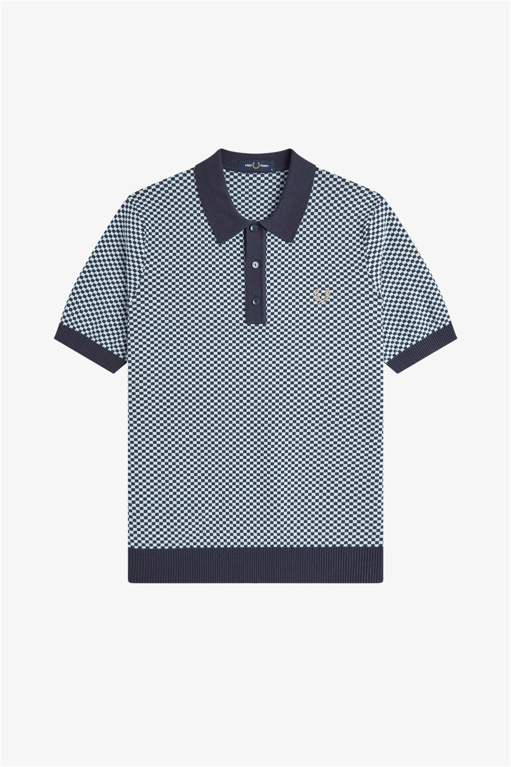 Fred Perry Chequerboard Knitted Shirt Erkek Polo Yaka T-Shirt