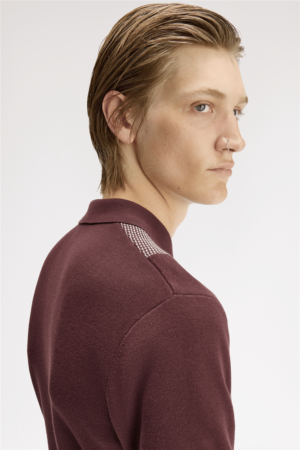 Fred Perry Panel Detail Knitted Shirt Erkek Polo Yaka T-Shirt