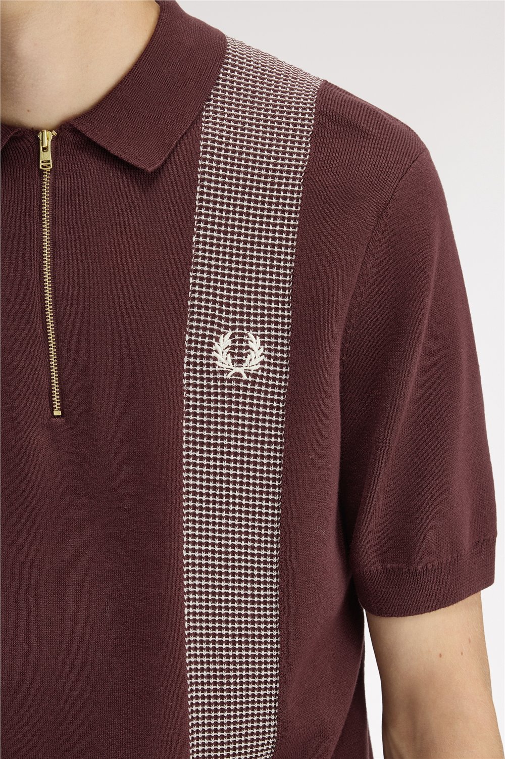 Fred Perry Panel Detail Knitted Shirt Erkek Polo Yaka T-Shirt