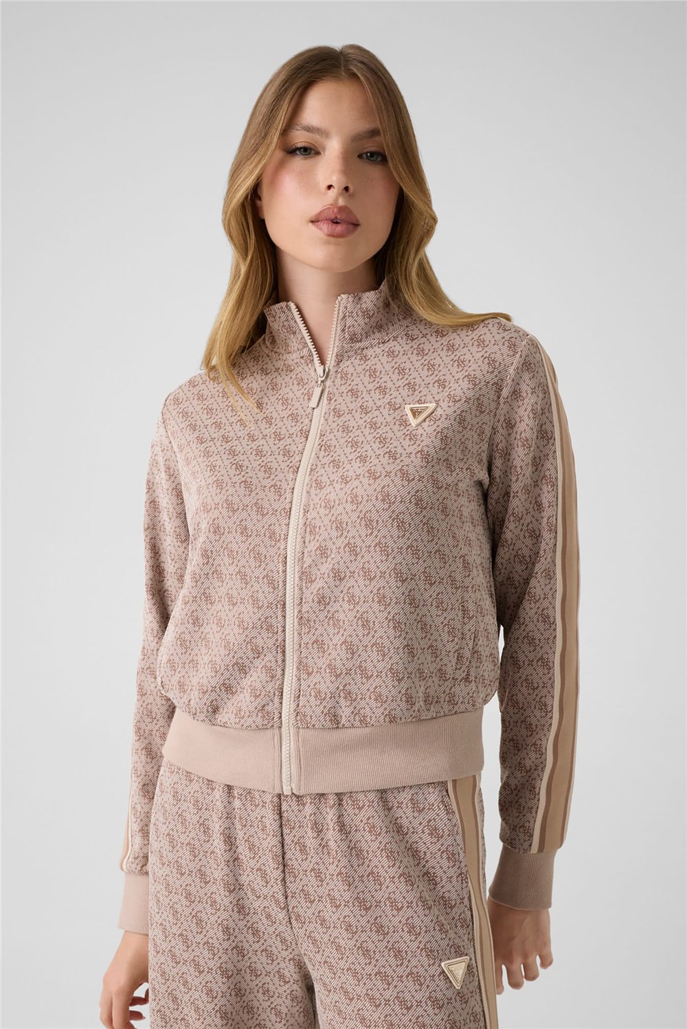 Guess Allover Kadın Aktif Fermuarlı Sweatshirt