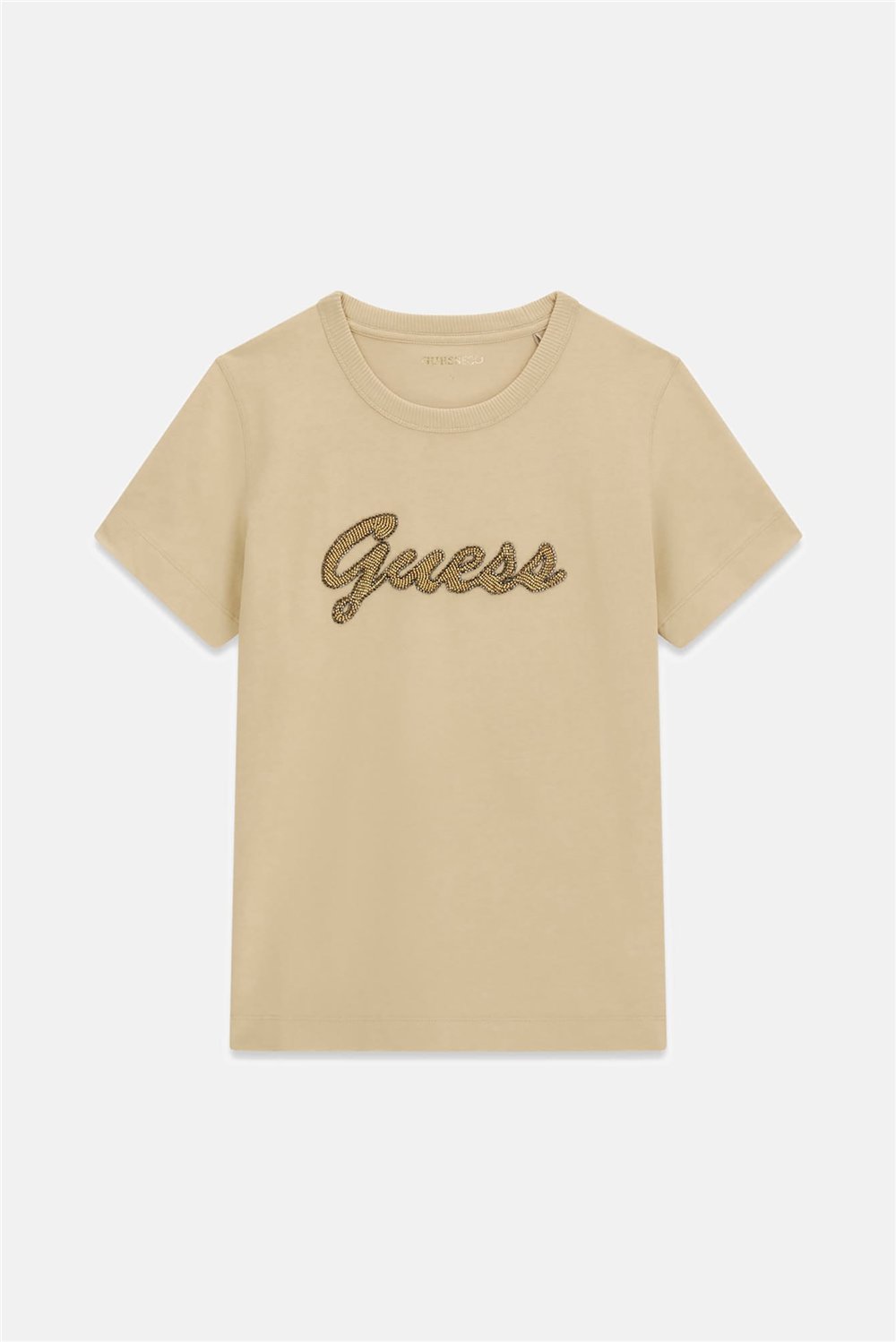 Guess Beads Kadın Regular Fit Bisiklet Yaka T-Shirt Siyah
