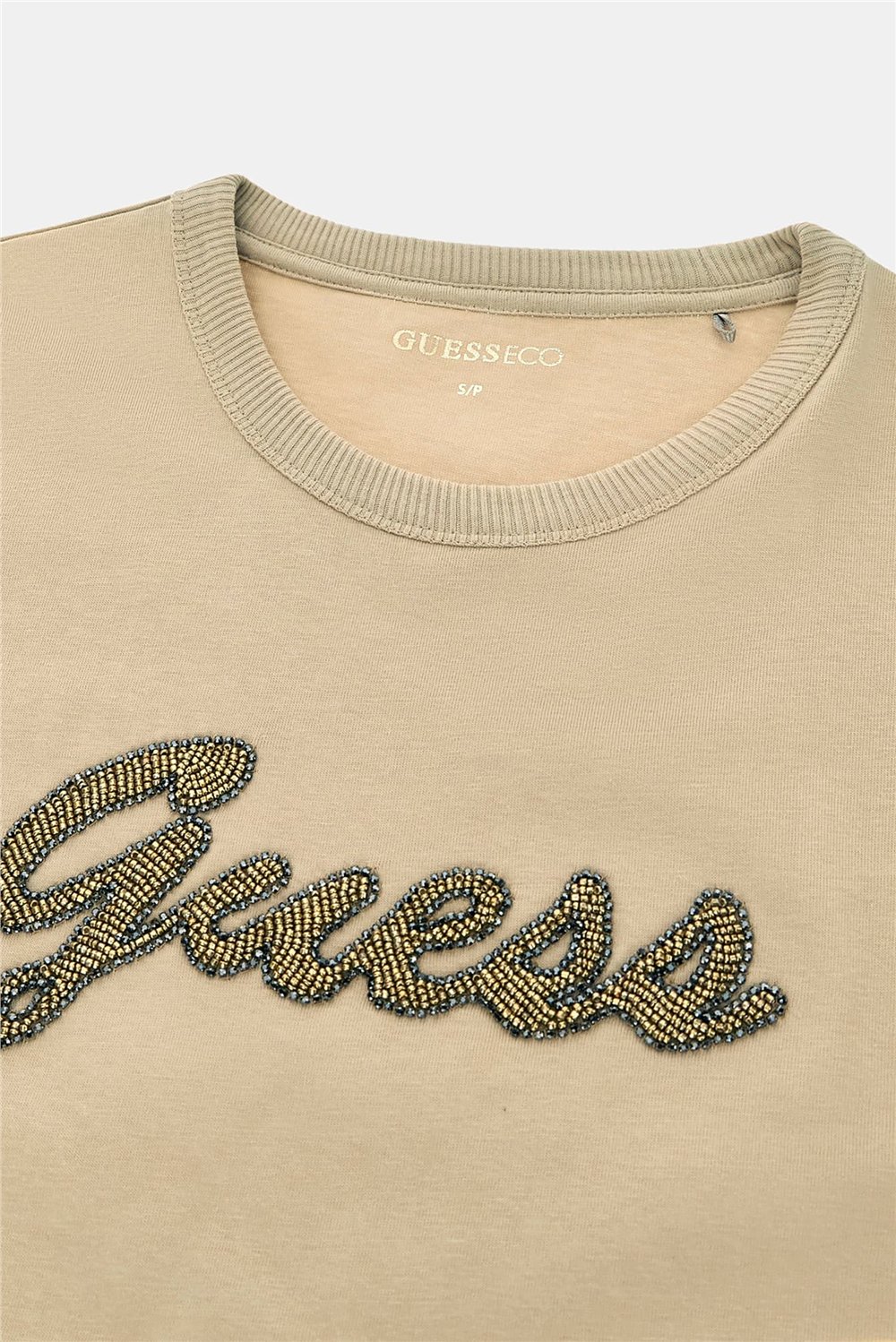 Guess Beads Kadın Regular Fit Bisiklet Yaka T-Shirt