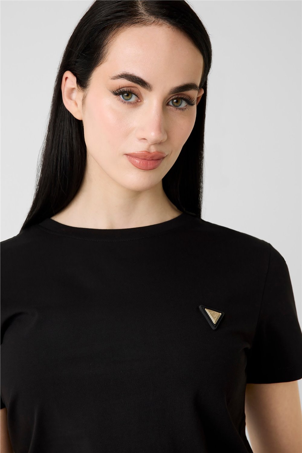 Guess Colette Kadın Aktif Oversize Fit Bisiklet Yaka T-Shirt Siyah