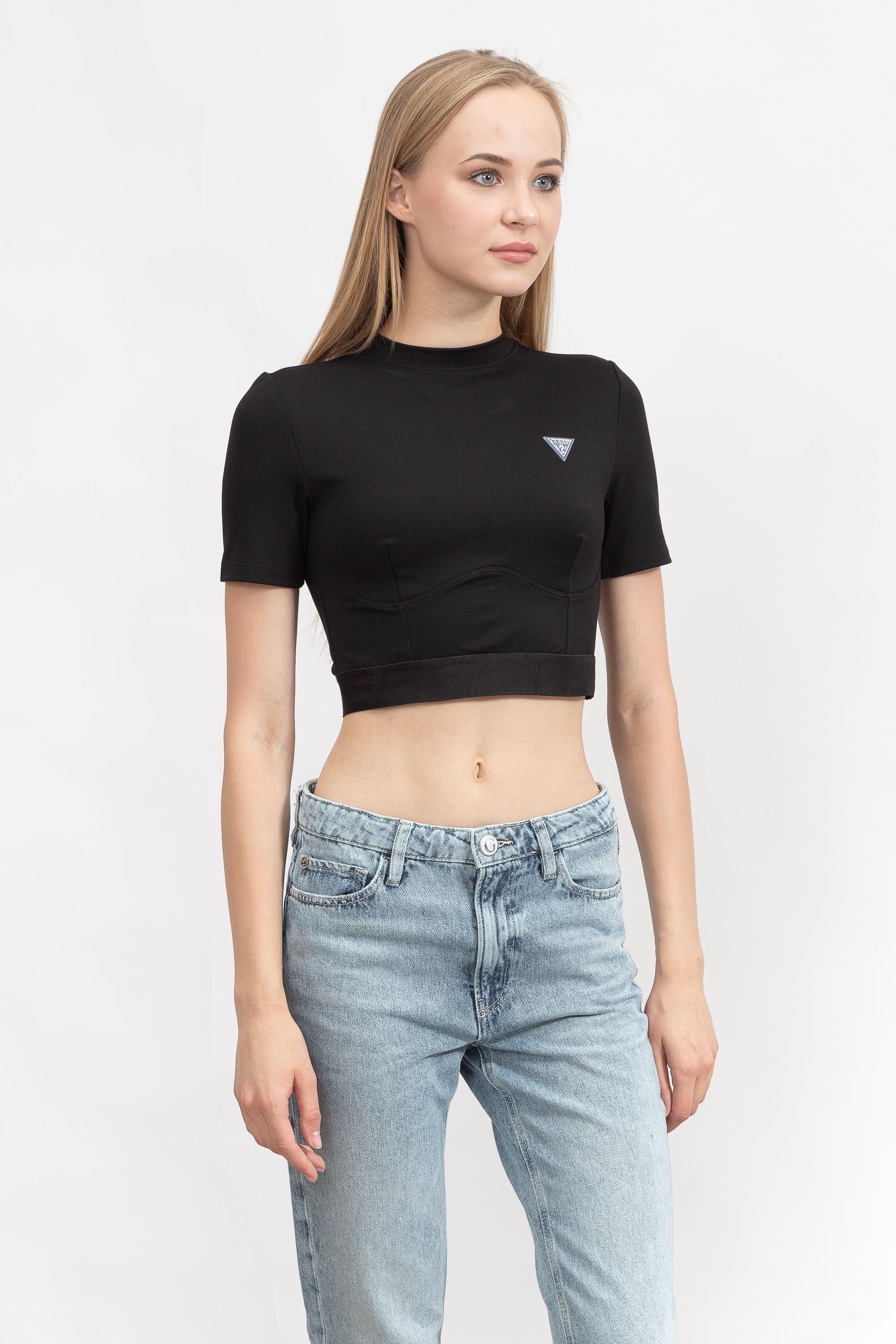 Guess Delicia Crop Active Top Kadın Bisiklet Yaka T-Shirt