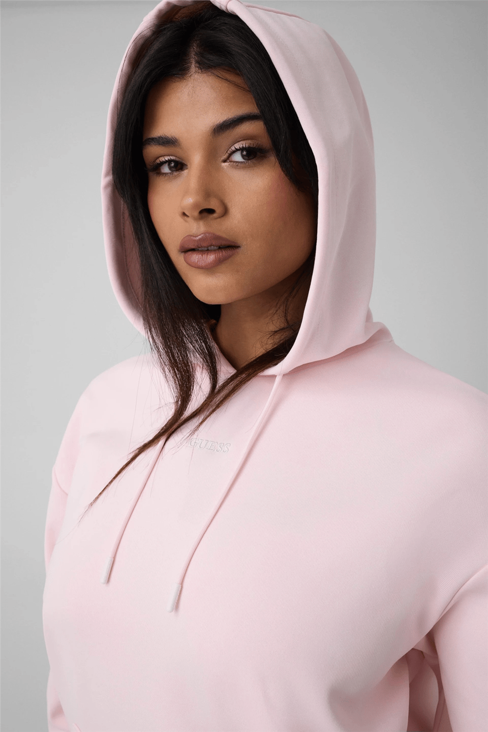 Guess Fabrizia Kadın Aktif Kapüşonlu Sweatshirt Pembe