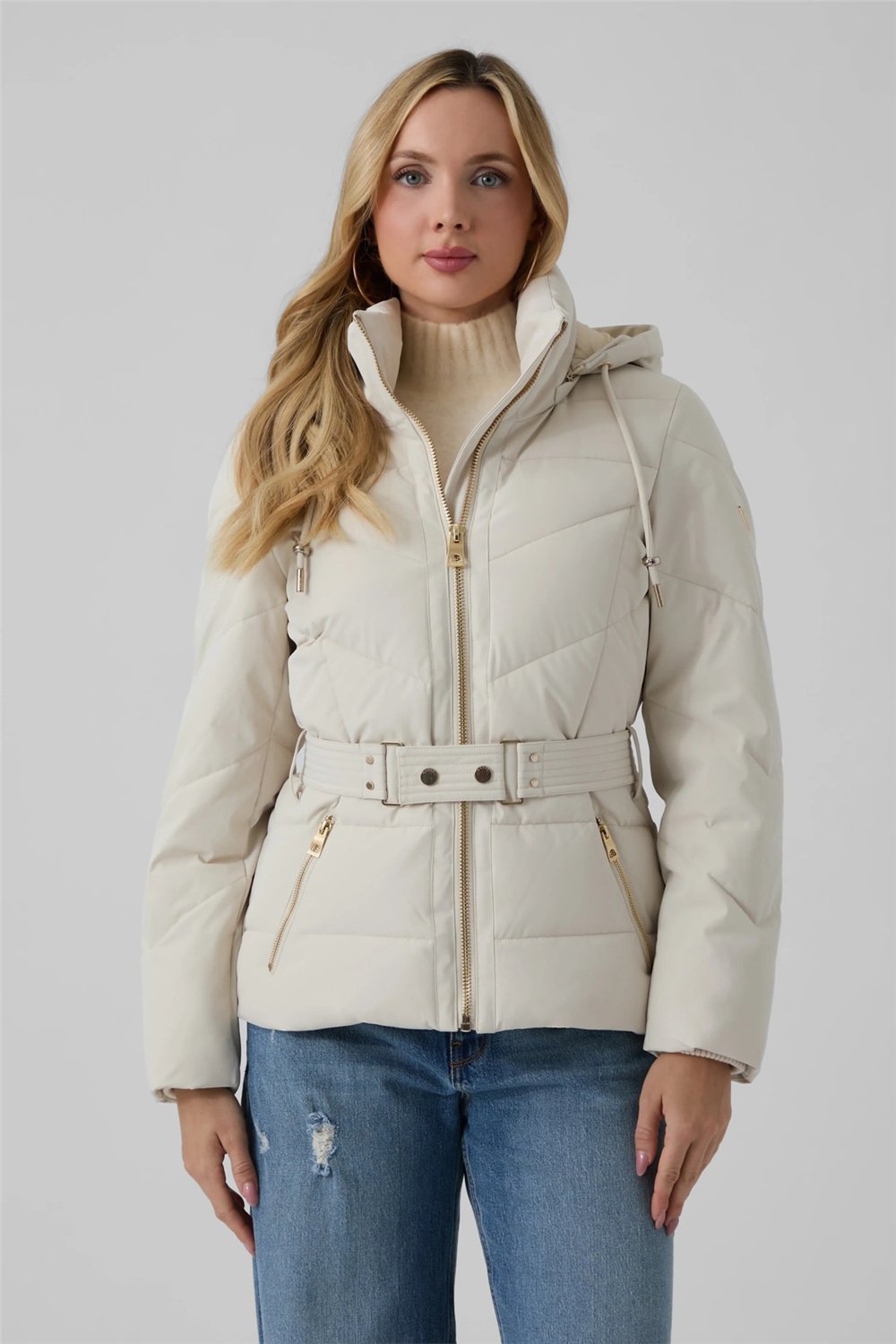 Guess Fatema Kadın Şişme Mont Krem