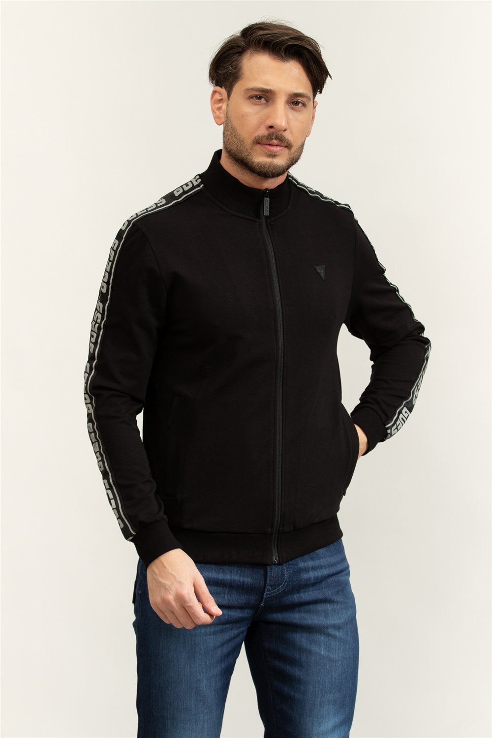 Guess Full Zip Erkek Aktif Fermuarlı Sweatshirt