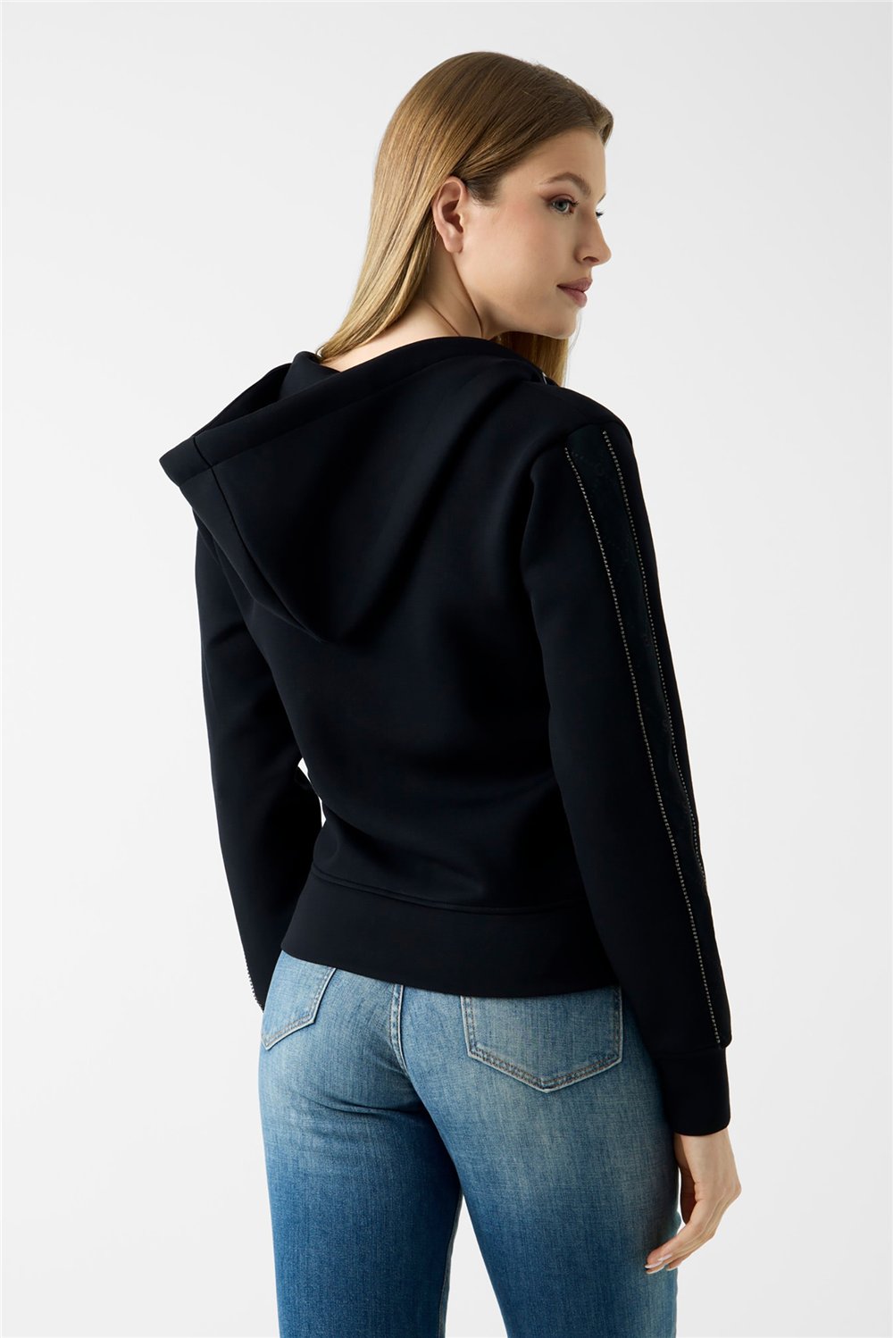 Guess Hody Kadın Scuba Kapüşonlu Sweatshirt Siyah