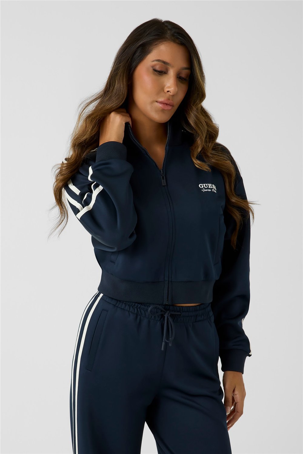 Guess Hoshi Kadın Aktif Scuba Fermuarlı Sweatshirt Lacivert