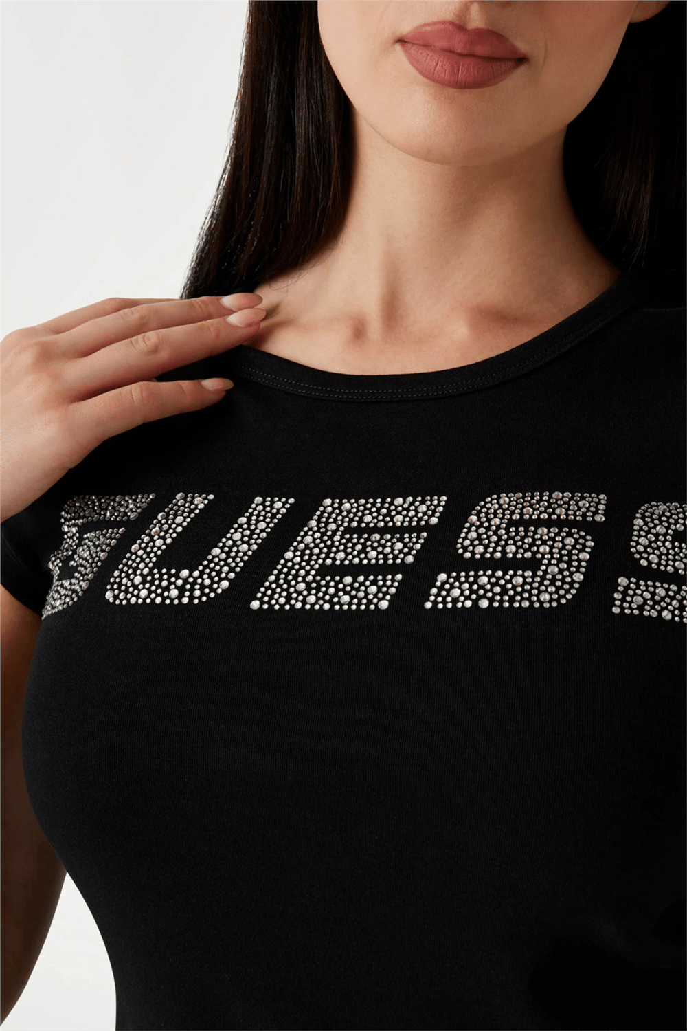 Guess Kadın Bisiklet Yaka T-Shirt Siyah