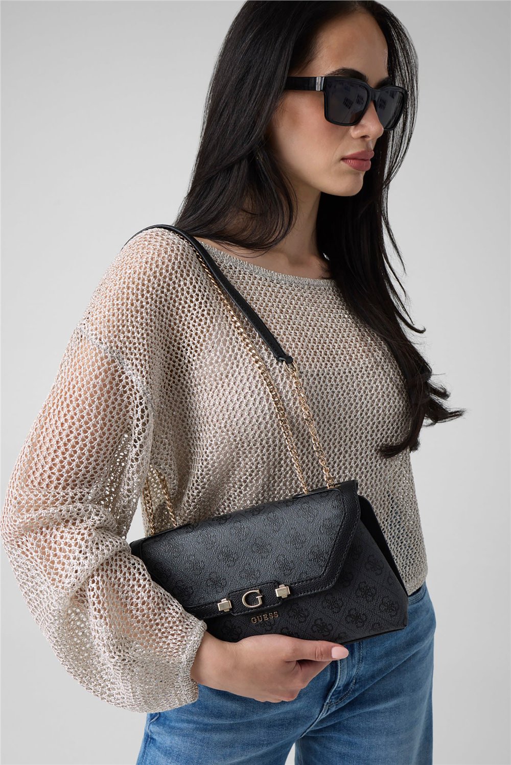 Guess Lindsey Kadın Omuz Çantası Gri