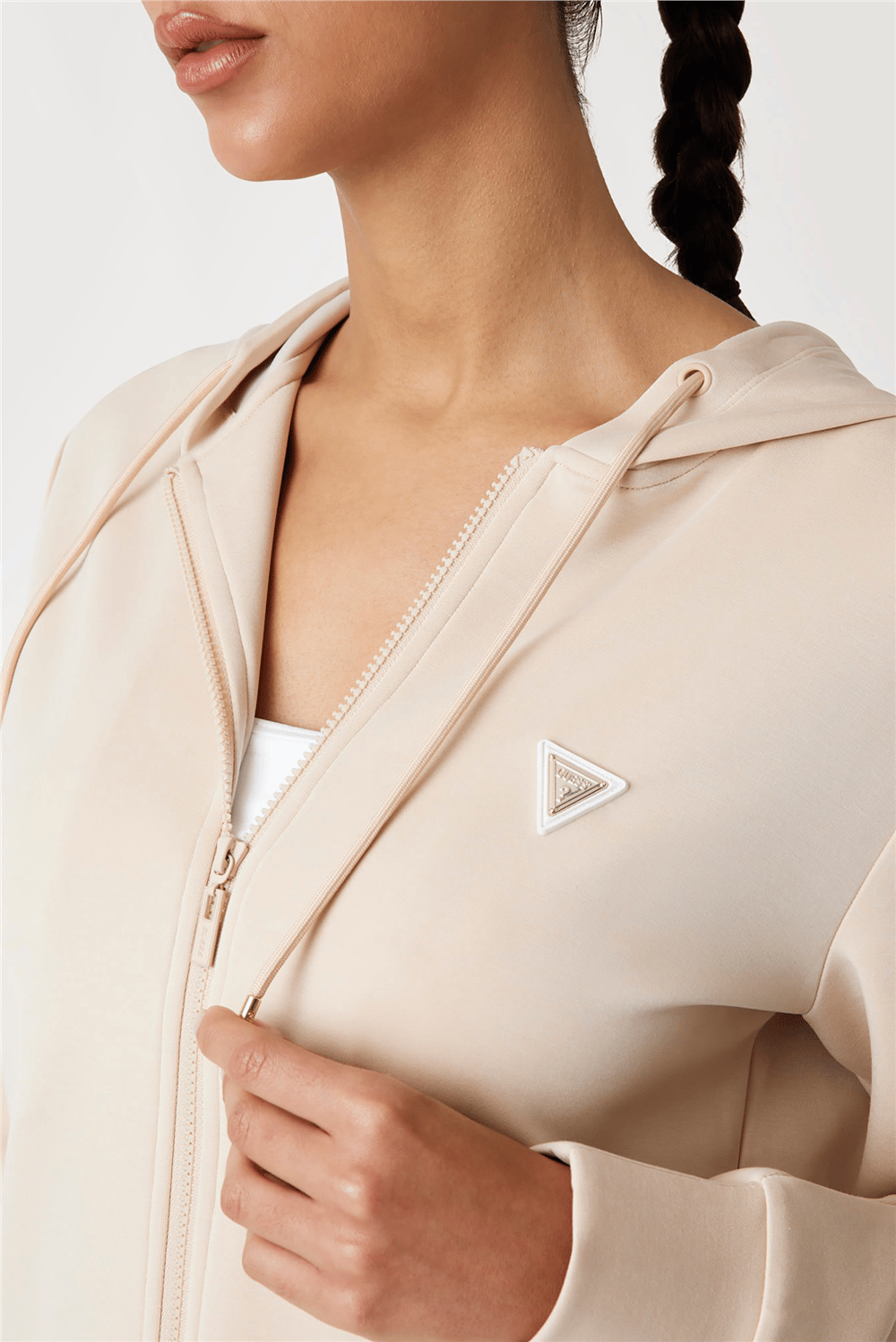 Guess Olympe Kadın Aktif Scuba Kapüşonlu Sweatshirt Kahverengi