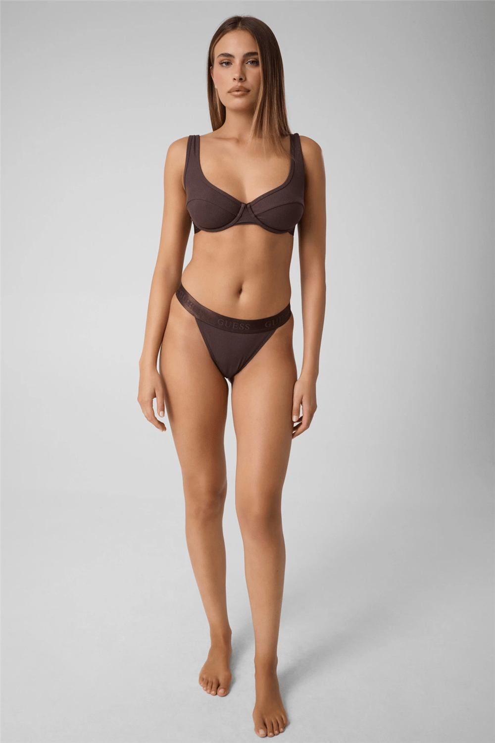 Guess Penelope Kadın Modal Tanga Külot Kahverengi
